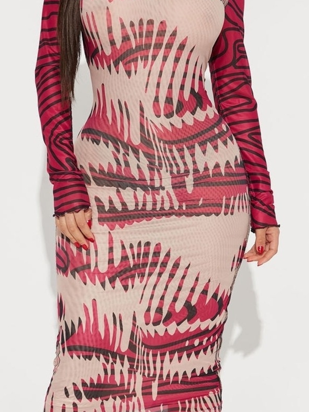Long Sleeve Abstract Bodycon Dress